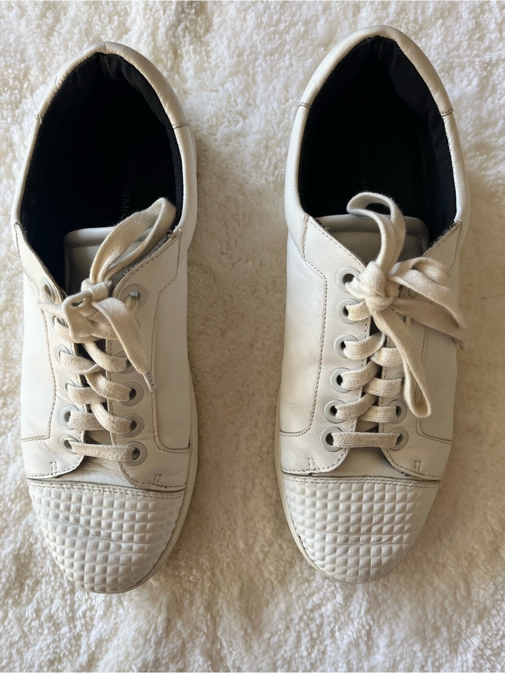 Rebecca Minkoff Cream Low-Top Leather Sneakers